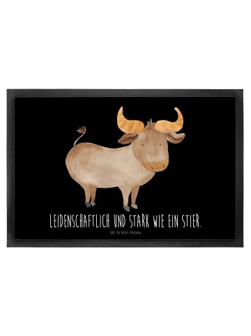 Mr. & Mrs. Panda Schmutzmatte Sternzeichen Stier mit Spruch in Schwarz