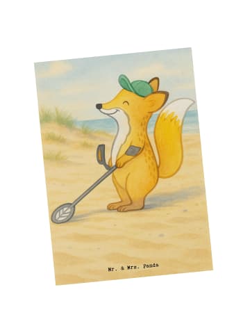 Mr. & Mrs. Panda Postkarte Fuchs Metalldetektor Design ohne Spruch in Weiß