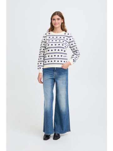 ICHI Strickpullover langarm IHBRIELLE Loose fit in BIRCH W BLUE PRINT