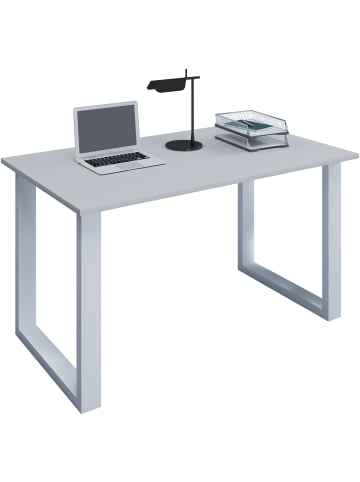 VCM  Schreibtisch Bürotisch Computertisch 140x80 Lona U in Weiß / Grau