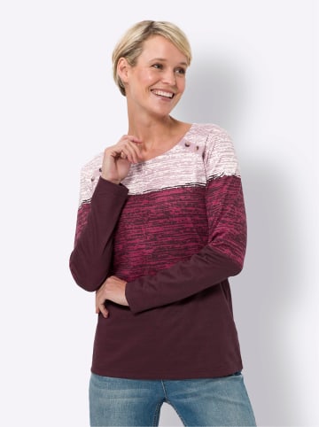 Sieh an! Rundhals-Shirt in orchidee-burgund-bedruckt