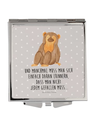 Mr. & Mrs. Panda Kleiner Spiegel Affe mit Spruch in Grau Pastell