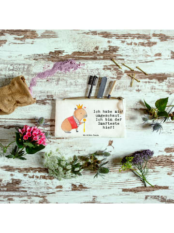 Mr. & Mrs. Panda Schminktasche Capybara König mit Spruch in Weiß