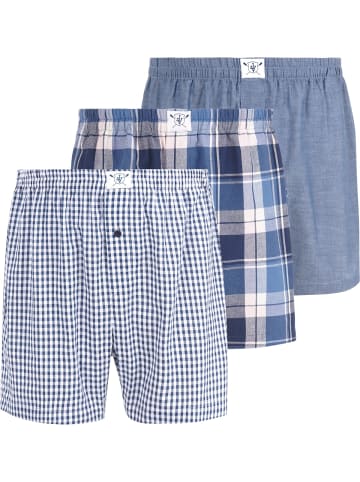 Jan Vanderstorm 3er Pack Boxershorts RIKU in blau gemustert