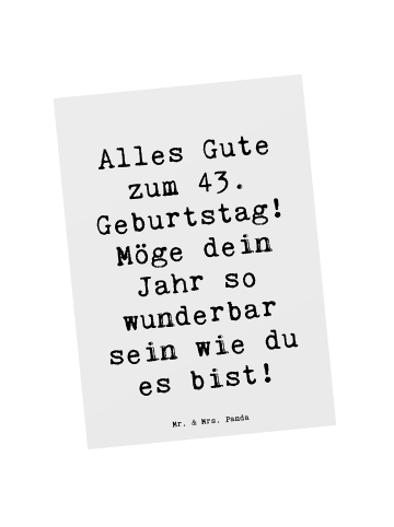 Mr. & Mrs. Panda Postkarte Spruch 43. Geburtstag mit Spruch in Weiß