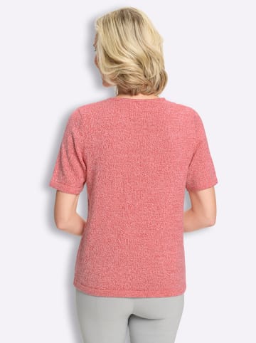 Sieh an! Kurzarm-Pullover in grapefruit-ecru-meliert