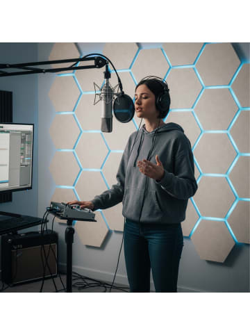 relaxdays 18 x Akustikplatten „Hexagon“ in Beige – 30 x 26 cm