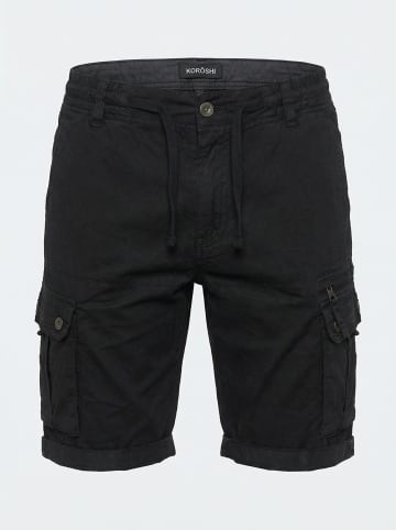 KOROSHI Herren cargo baumwollshorts in Schwarz