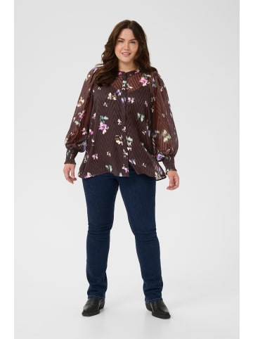 KAFFE curve Langarm - Hemd KCclara Regular fit in Black Coffee/Multi col.Flowers