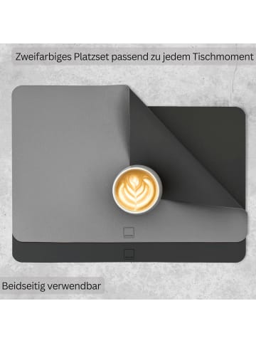Sänger TISCHSET - Kunstleder, Doppelseitig - Grau/Schwarz - 44,5x30cm - 12 Stück