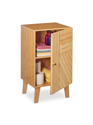 relaxdays Bambus-Badschrank in Natur - (B)40 x (H)70 x (T)37 cm