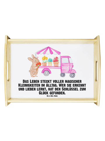 Mr. & Mrs. Panda Tablett Osterhase Blumenwagen mit Spruch in Weiß