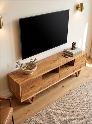 KADIMA DESIGN Lowboard rechteckig, Massivholz, 2 Türen und 2 Schubladen