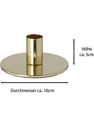 Novaliv Novaliv 2er-Set Kerzenhalter Metall rund Gold 10x5cm mit LED-Stabkerze in Gold
