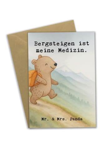 Mr. & Mrs. Panda Glückwunschkarte Bär Bergsteigen Design mit Spruch in Weiß