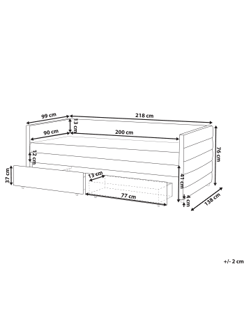 Beliani Einzelbett MARRAY in Grün - (W) 99 x (H) 76 x (L) 218 cm