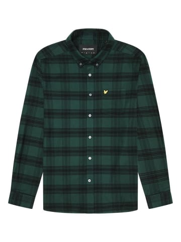 Lyle & Scott Langarmhemd in Tiefgrün/Schwarz