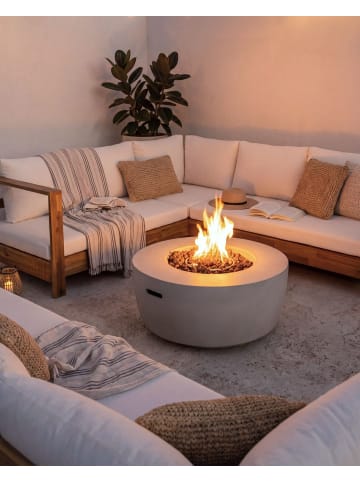 Beliani Feuerstelle für Gas INDUS in Grau - (W) 92 x (H) 38 x (L) 92 cm