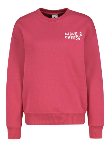 Sublevel Sweatshirt mit Dropped Shoulder Print Schriftzug in Rot