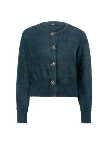 Zero  Strickjacke mit Blumenknöpfen in Teal Ocean