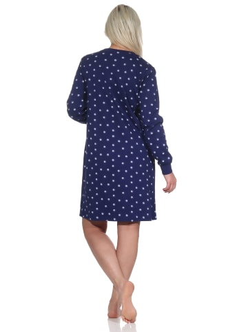 NORMANN langarm Nachthemd Bündchen Kuschel interlock gepunktet - 76416 in marine