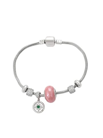 faina Women Snake Chain Bracelet With Charms in Silver Rose