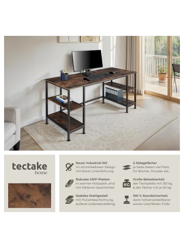 tectake Computer-Schreibtisch Stoke 137 x 55 x 75 cm, Industrial Holz dunkel, rustikal