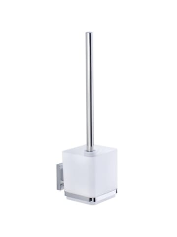 Wenko Vacuum-Loc WC-Garnitur Quadro Edelstahl in Silbern, 12,5 x 37 x 9,5 cm
