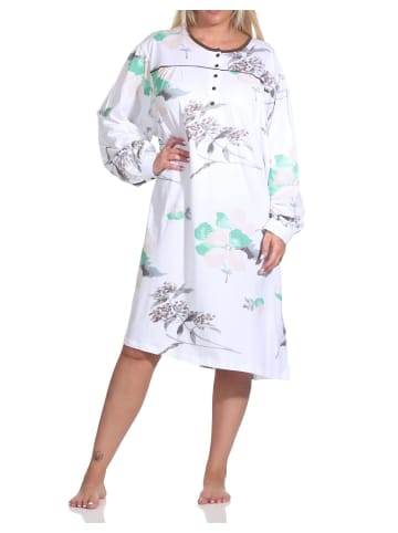 NORMANN Nachthemd langarm und Knopfleiste am Hals - 76086 in grün