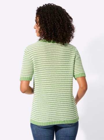 WITT WEIDEN Kurzarm-Pullover in eucalyptus-ecru-geringelt