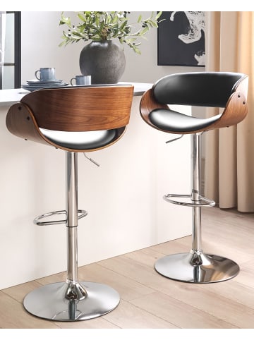 Beliani 2er-Set Drehhocker BAKU in Schwarz/Silber/Braun
