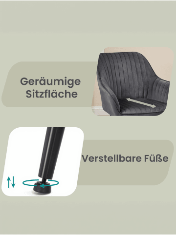 SONGMICS 4er-Set: Esszimmerstuhl in Dunkelgrau-Schwarz - (B)62.5 x (H)85 x (T)60 cm