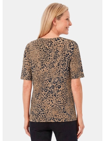 GOLDNER Jersey-Shirt mit Leo Print in caramel / schwarz / gemustert