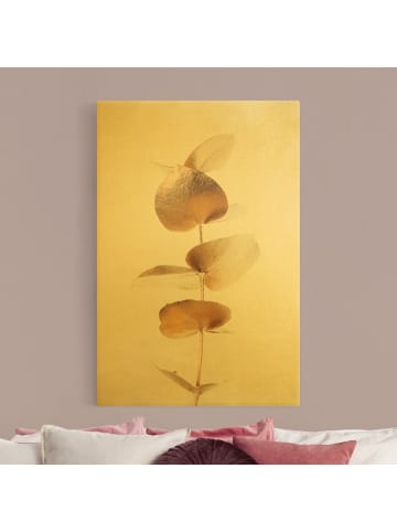 WALLART Leinwandbild Gold - Goldener Eukalyptuszweig in Gold