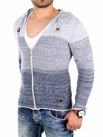 RESLAD Strickjacke Colorblock in indigoblau
