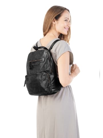 Samantha Look Rucksack echt Leder in schwarz