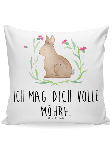 Mr. & Mrs. Panda 40x40 Kissen Hase Sitzen mit Spruch in Weiß