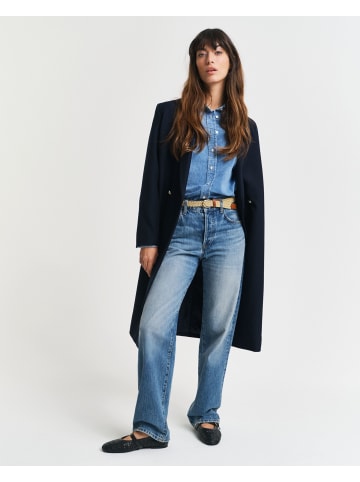 Gant Jeansbluse mit spitzem Kragen in Semi Light Blue