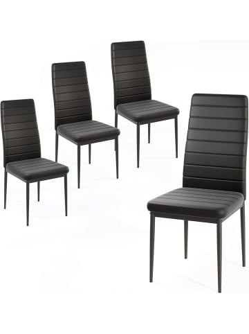 COSTWAY Esszimmerstuhl 4er Set in Schwarz