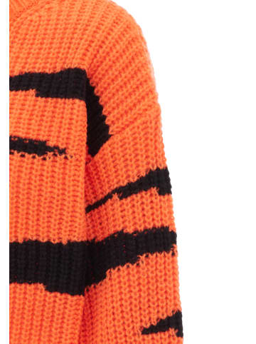 myMo Damen Sweater in ORANGE SCHWARZ