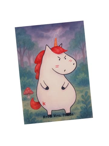 Mr. & Mrs. Panda Ansichtskarte Einhorn Wut Design ohne Spruch in Weiß