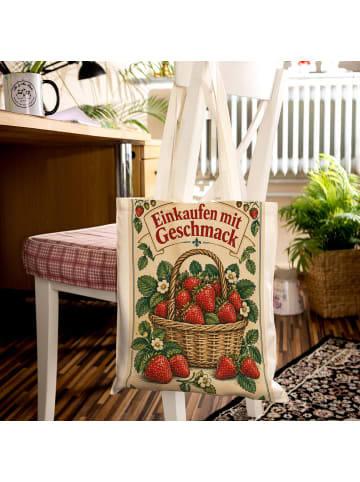 Shopping Tasche Erdbeere nostalgisch Design mit... in Weiß