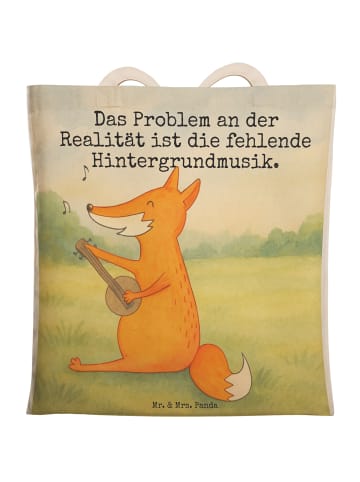 Mr. & Mrs. Panda Einkaufstasche Fuchs Gitarre Design mit Spruch in Weiß