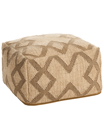 Beliani Pouf GOPI in Beige/Braun - (W) 50 x (H) 30 x (L) 50 cm