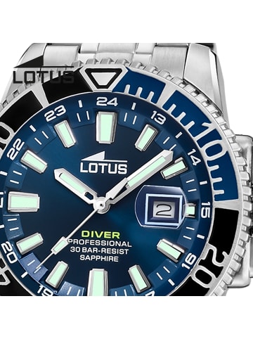 Lotus Chronograph-Armbanduhr Lotus Classic silber,  blau extra groß (ca. 46,3mm)