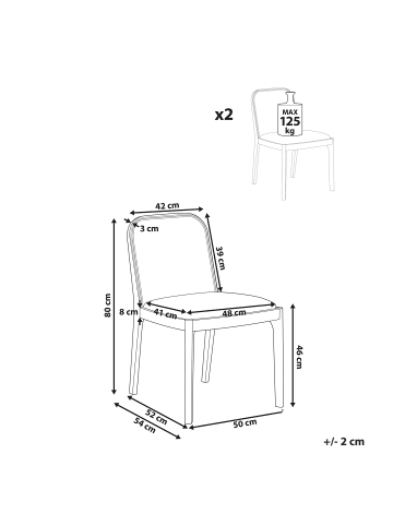 Beliani 2er-Set Esszimmerstuhl EDINA in Braun/Beige