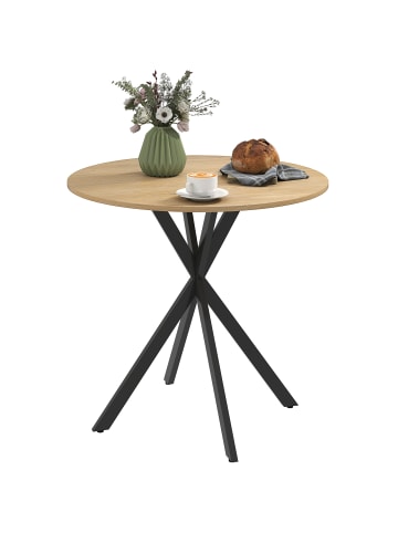 HOMCOM Esstisch-80L x 80B x 75H cm-Eiche