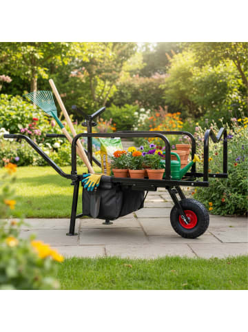 relaxdays Angelwagen-Transportwagen in Schwarz - (B)145 x (H)65 x (T)55 cm