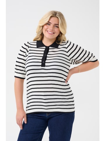 KAFFE curve Strickpullover KCamana Regular fit in Chalk/Black Stripe