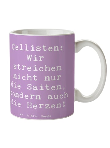Mr. & Mrs. Panda Tasse Spruch Zeichenllo Herz mit Spruch in Lavendeltraum